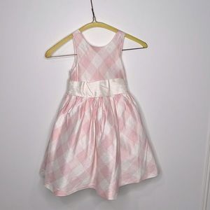 Janie and Jack Silk Pink and White gingham dress | tulle petticoat | bow back